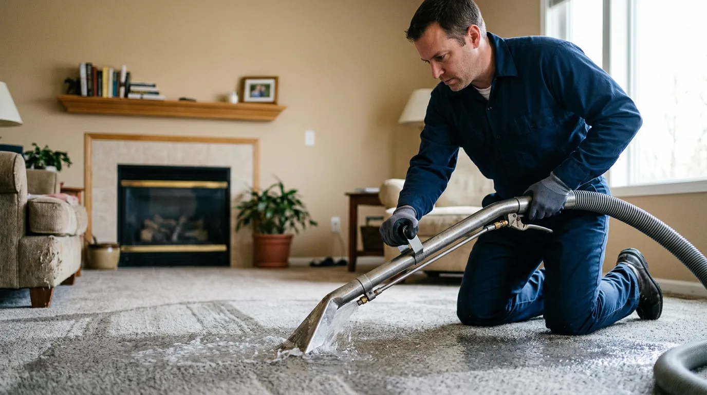 Water damage restoration technician working near Rainsville, AL